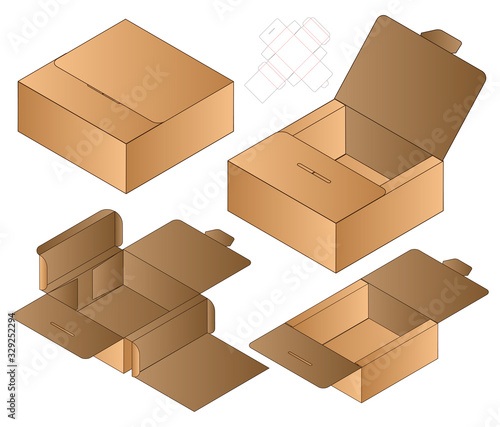 Vászonkép Box packaging die cut template design. 3d mock-up