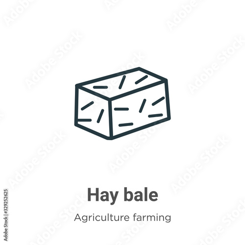 Hay bale outline vector icon. Thin line black hay bale icon, flat vector simple element illustration from editable farming concept isolated stroke on white background