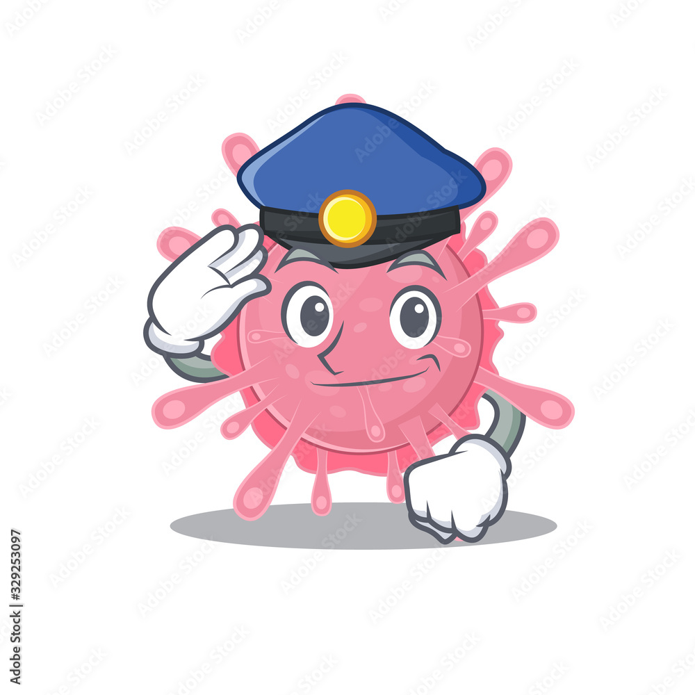 Fototapeta premium A picture of corona virus germ performed as a Police officer