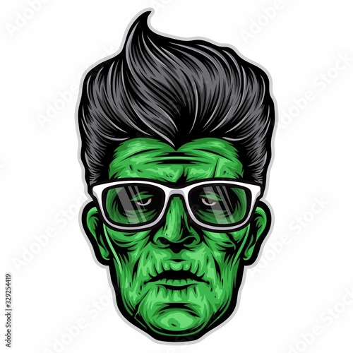 rockabilly frankenstein vector head logo