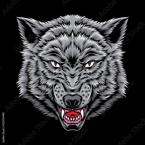 grey wolf head vector logo