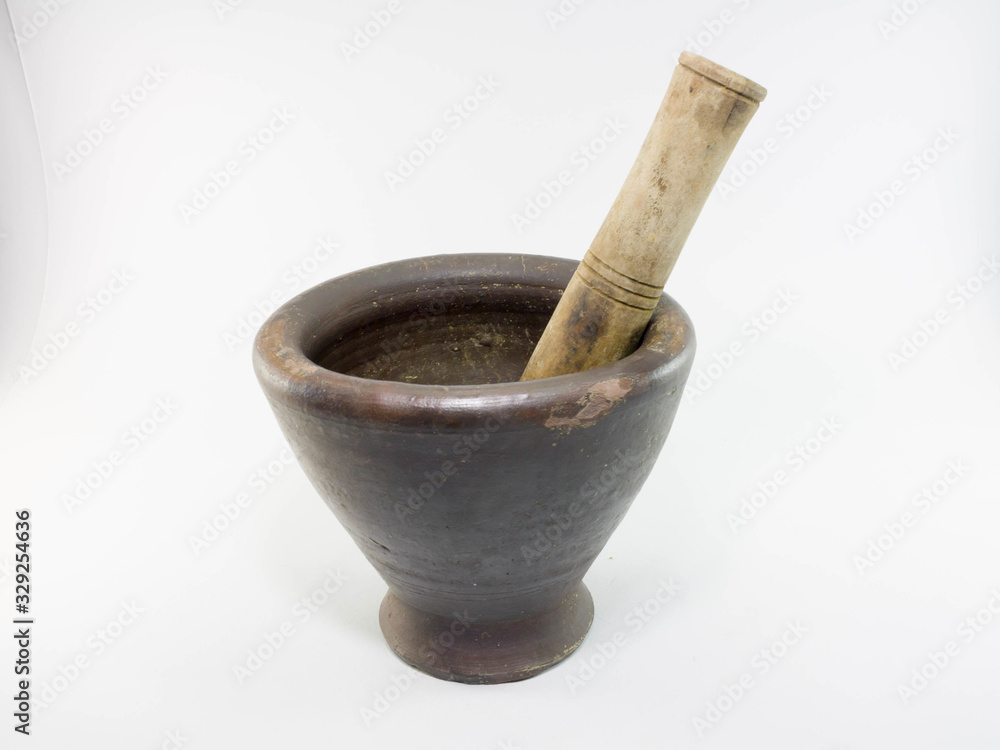 Mortar and pestle mortar On a white background.