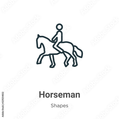 Horseman outline vector icon. Thin line black horseman icon, flat vector simple element illustration from editable shapes concept isolated stroke on white background