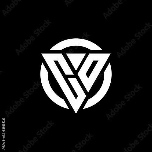 CO logo with triangle shape and circle rounded design template