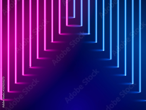 Neon striped lighting. Abstract background. Vector stock illustration for poster