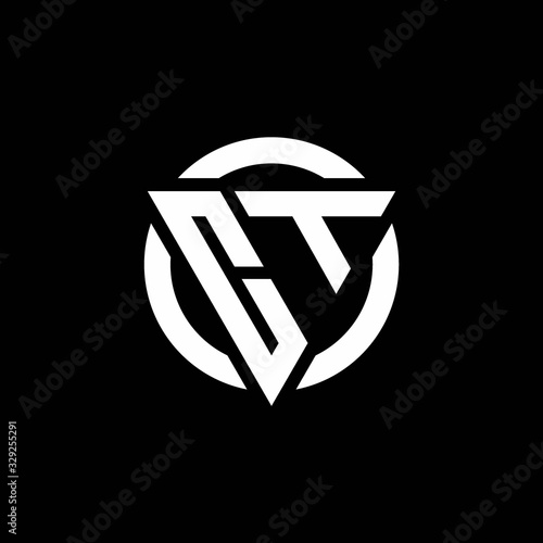 CT logo with triangle shape and circle rounded design template