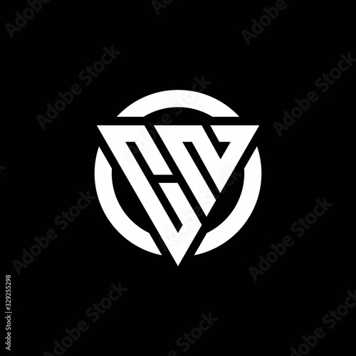 CN logo with triangle shape and circle rounded design template