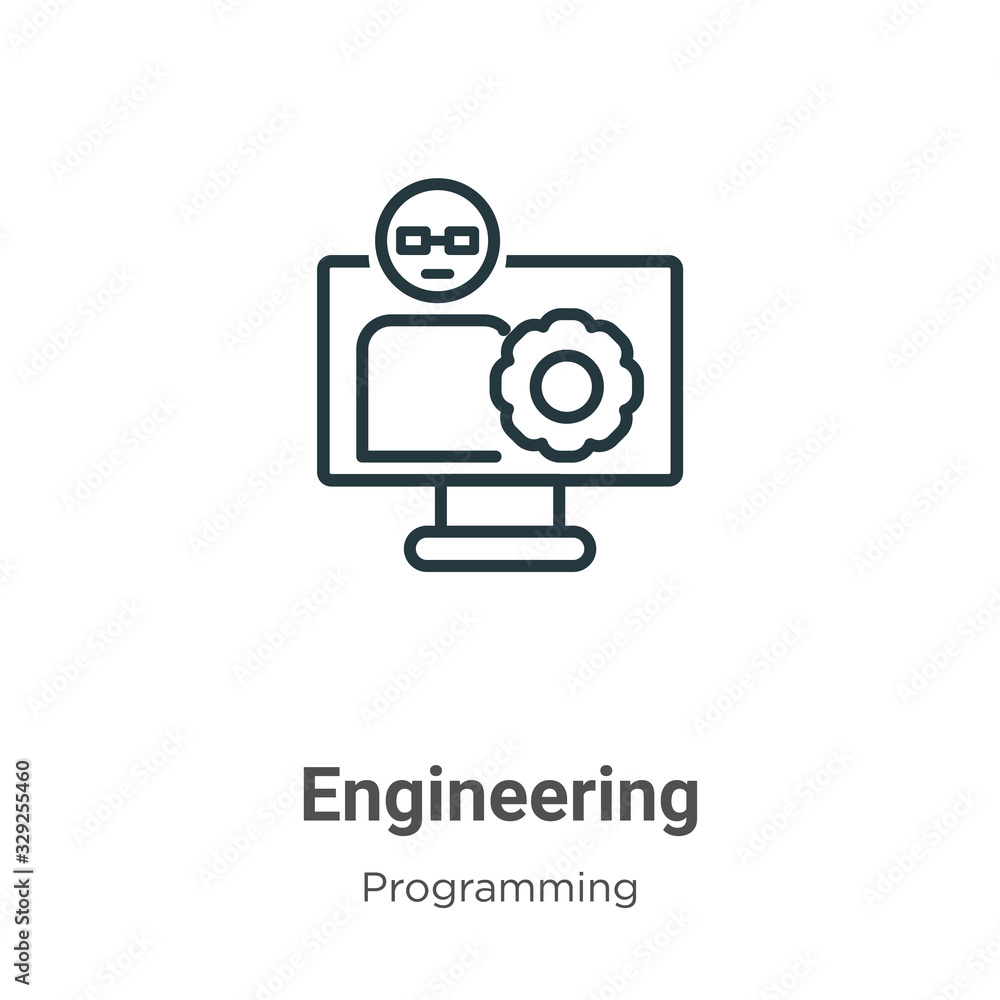 Engineering outline vector icon. Thin line black engineering icon, flat ...