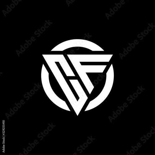 CF logo with triangle shape and circle rounded design template