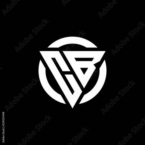 CB logo with triangle shape and circle rounded design template