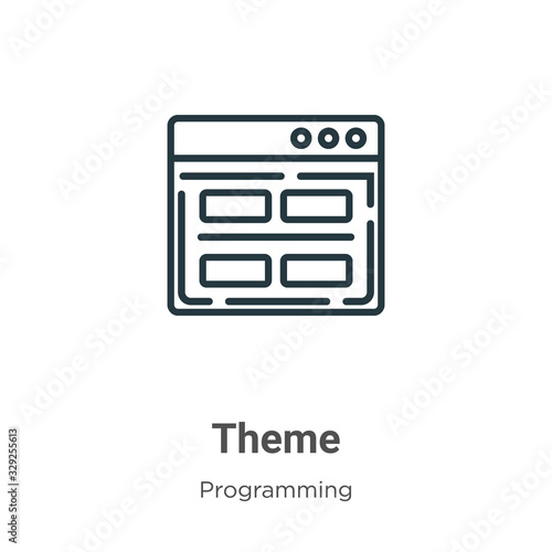 Theme outline vector icon. Thin line black theme icon, flat vector simple element illustration from editable programming concept isolated stroke on white background