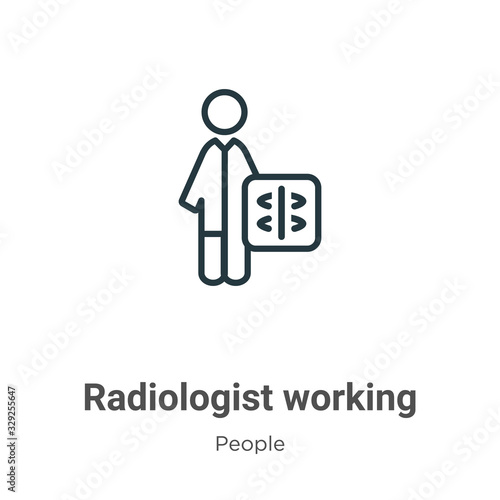 Radiologist working outline vector icon. Thin line black radiologist working icon, flat vector simple element illustration from editable people concept isolated stroke on white background
