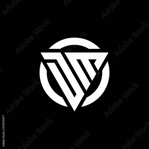 DM logo with triangle shape and circle rounded design template photo