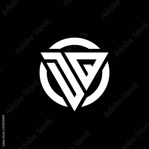 Free Download DQ logo with triangle shape and circle rounded design template - GFXLoad
