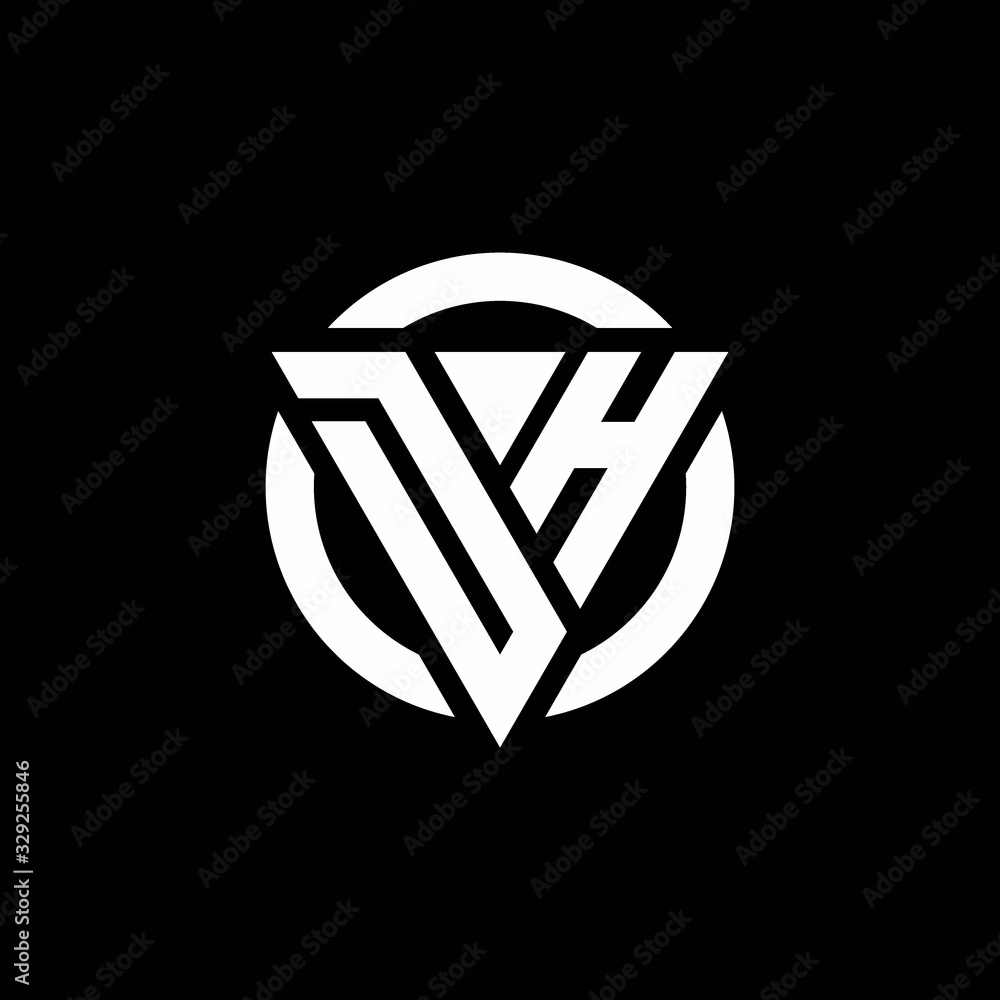 DH logo with triangle shape and circle rounded design template Stock ...