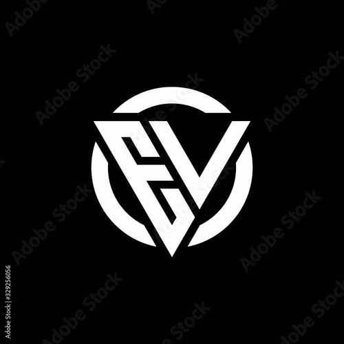 EV logo with triangle shape and circle rounded design template