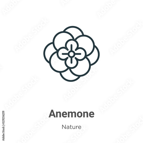 Tablou canvas Anemone outline vector icon