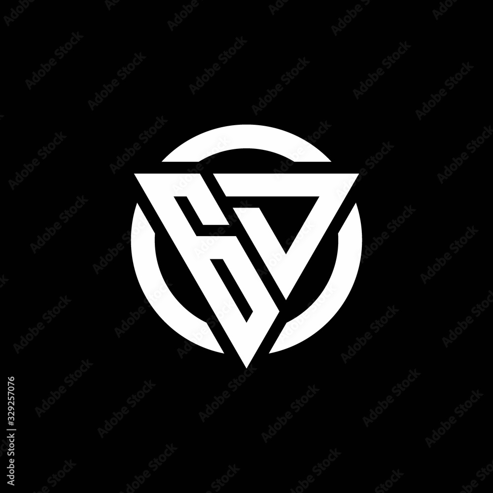 Fototapeta premium GD logo with triangle shape and circle rounded design template