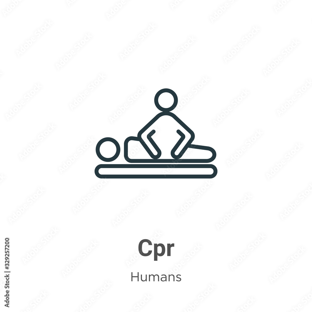 Cpr outline vector icon. Thin line black cpr icon, flat vector simple element illustration from editable humans concept isolated stroke on white background