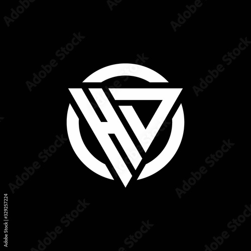 HD logo with triangle shape and circle rounded design template