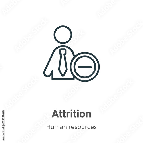 Attrition outline vector icon. Thin line black attrition icon, flat vector simple element illustration from editable human resources concept isolated stroke on white background