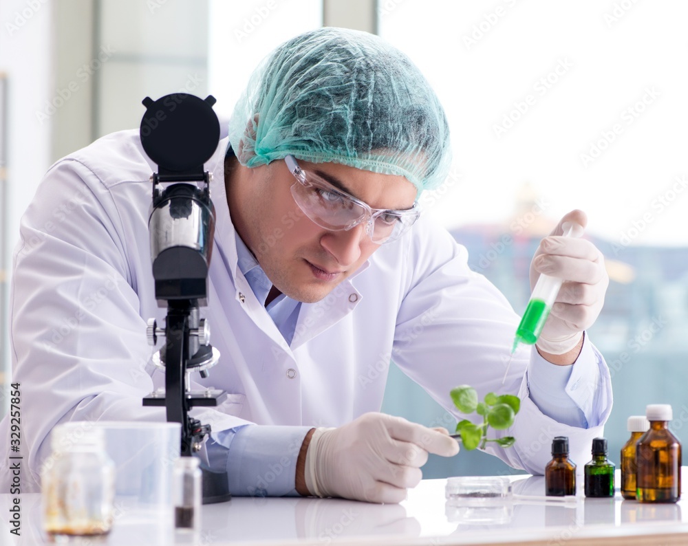 Biotechnology concept with scientist in lab Biotechnology concept with scientist in lab
