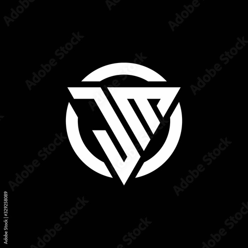 JM logo with triangle shape and circle rounded design template