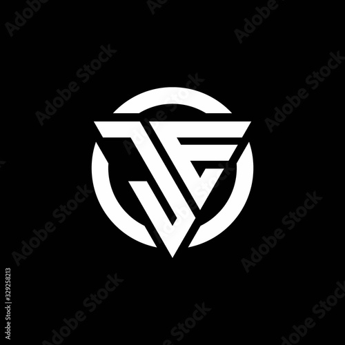 Tablou pe pânză JE logo with triangle shape and circle rounded design template