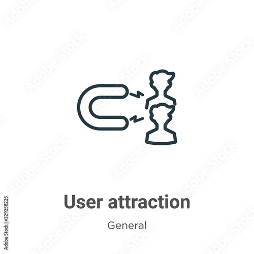 User attraction outline vector icon. Thin line black user attraction icon, flat vector simple element illustration from editable general concept isolated stroke on white background