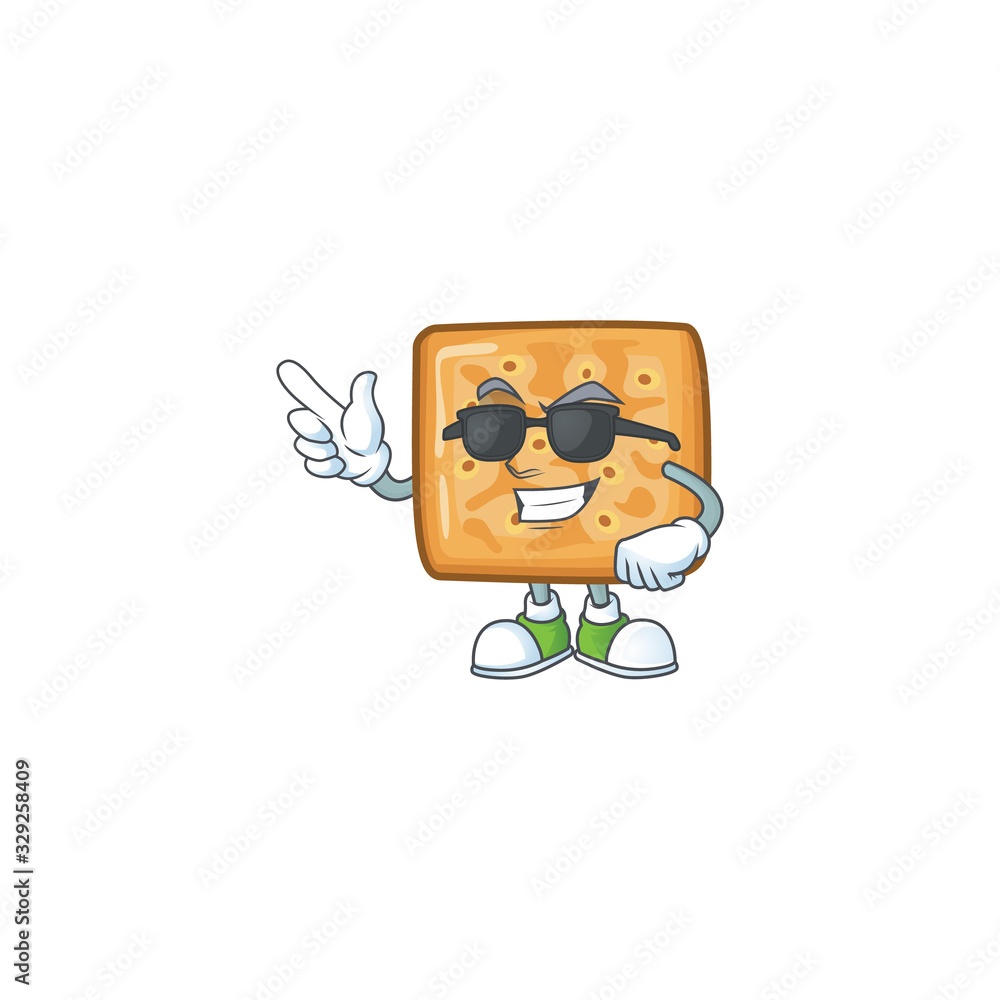 Cute crackers cartoon character design style with black glasses