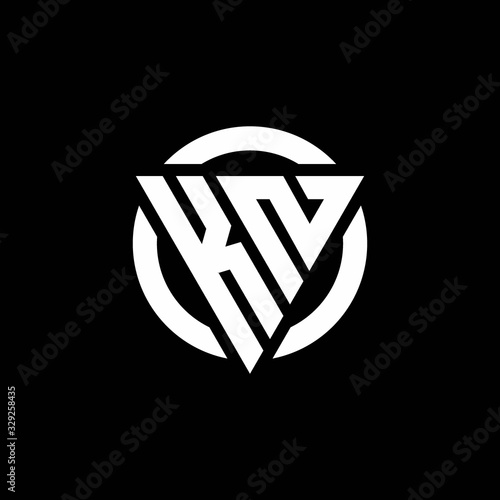 KN logo with triangle shape and circle rounded design template