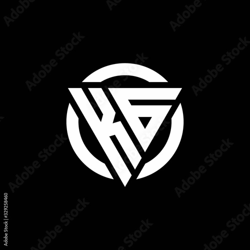 KG logo with triangle shape and circle rounded design template