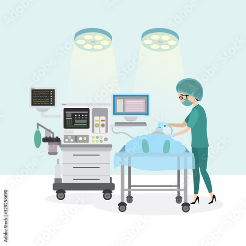 Nurse with a patient in the operating room,before surgery