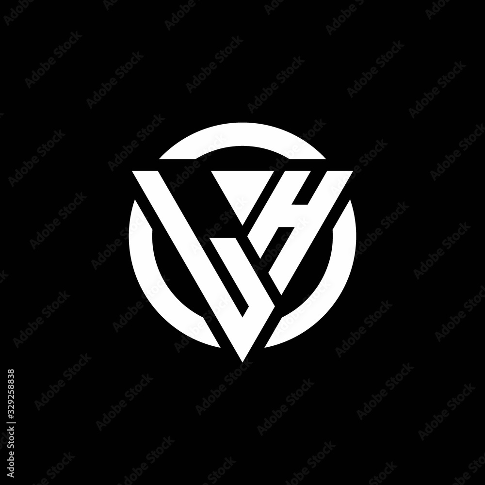 LH logo with triangle shape and circle rounded design template Stock ...