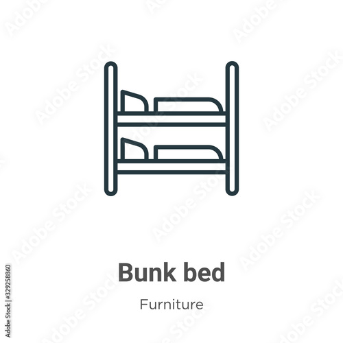 Bunk bed outline vector icon. Thin line black bunk bed icon, flat vector simple element illustration from editable furniture concept isolated stroke on white background