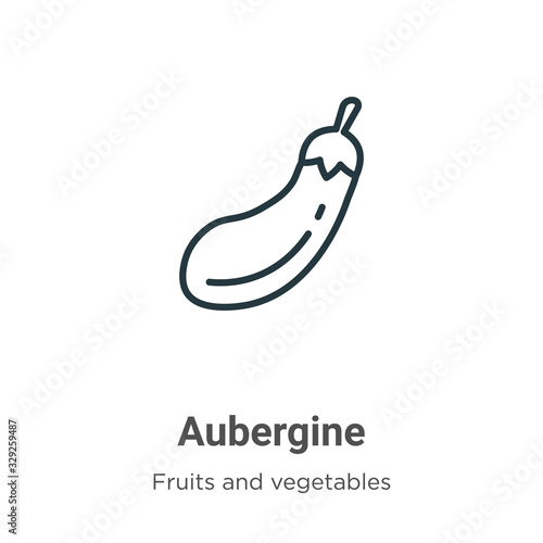 Aubergine outline vector icon. Thin line black aubergine icon, flat vector simple element illustration from editable fruits and vegetables concept isolated stroke on white background