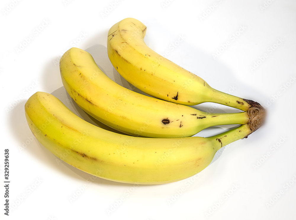 Healthy bananas fruit isolated on white background.