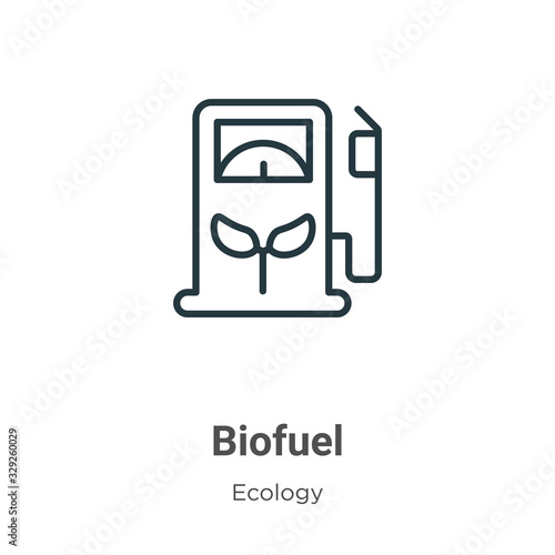 Biofuel outline vector icon. Thin line black biofuel icon, flat vector simple element illustration from editable ecology concept isolated stroke on white background