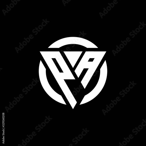 PA logo with triangle shape and circle rounded design template