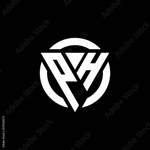 PH logo with triangle shape and circle rounded design template