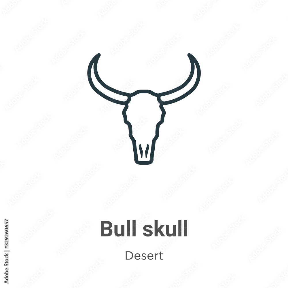 Bull skull outline vector icon. Thin line black bull skull icon, flat ...