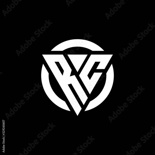 RC logo with triangle shape and circle rounded design template