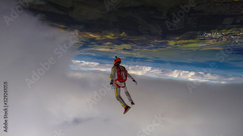 Looking. Extreme athletes conquer the sky. Height for skydiving. A sense of weightlessness and freedom