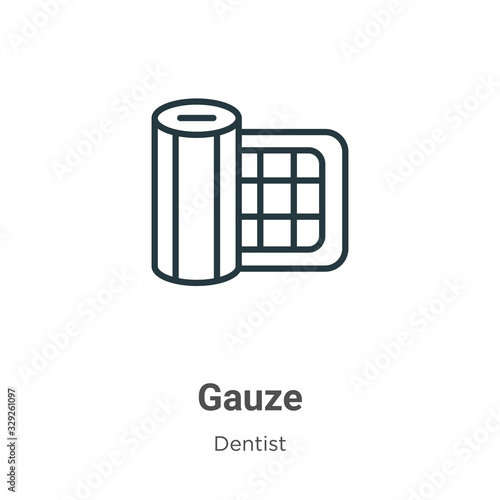 Gauze outline vector icon. Thin line black gauze icon, flat vector simple element illustration from editable dentist concept isolated stroke on white background