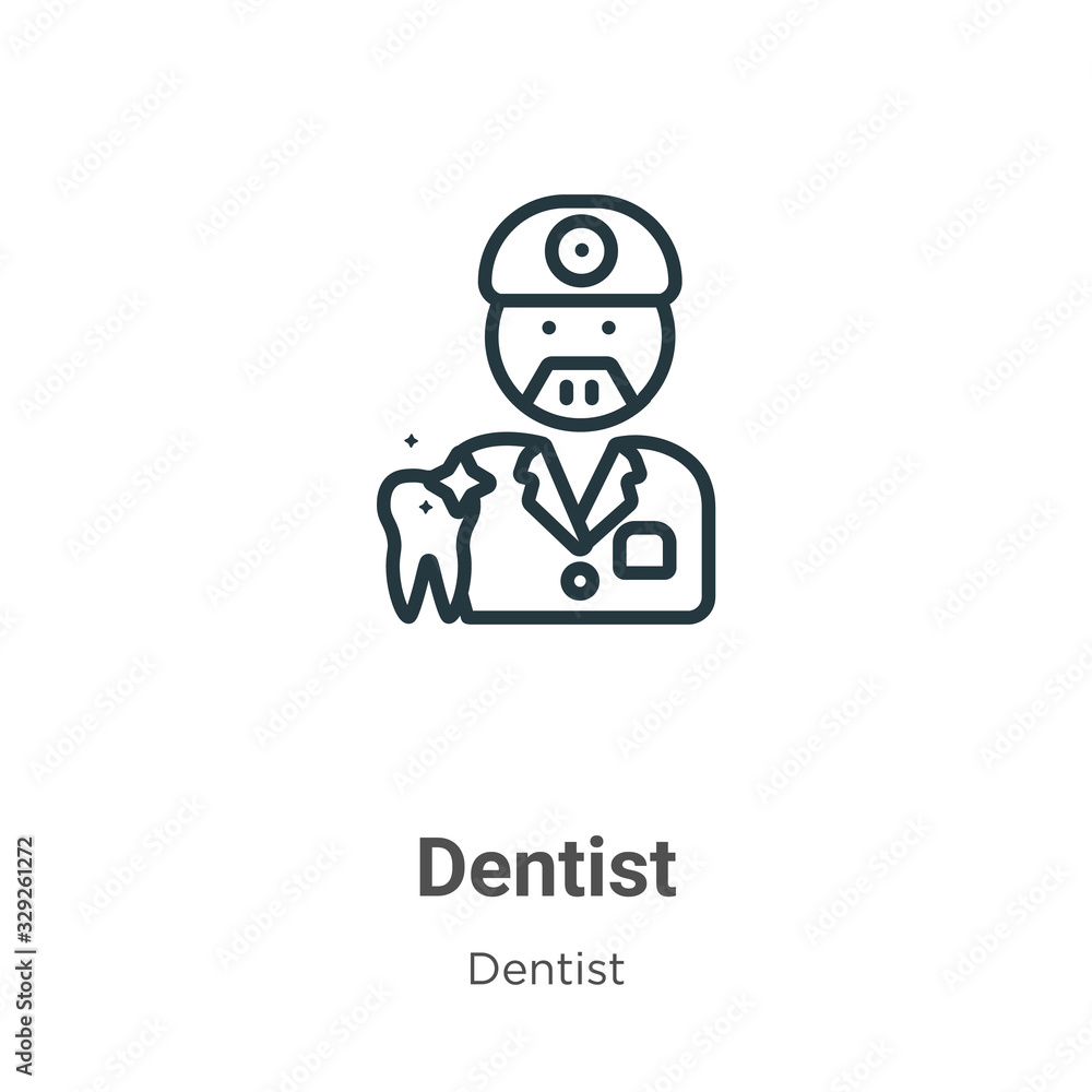 Dentist outline vector icon. Thin line black dentist icon, flat vector simple element illustration from editable dentist concept isolated stroke on white background