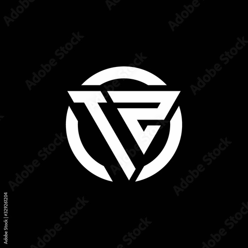 TZ logo with triangle shape and circle rounded design template photo