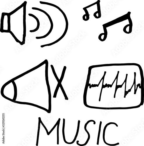 musical coloring icons isolated on white background vector drawing