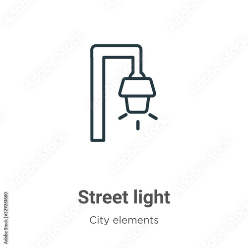 Street light outline vector icon. Thin line black street light icon, flat vector simple element illustration from editable city elements concept isolated stroke on white background