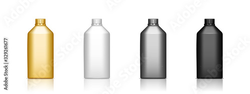 Set of realistic 3d plastic bottle mockup for liquid products isolated on white background