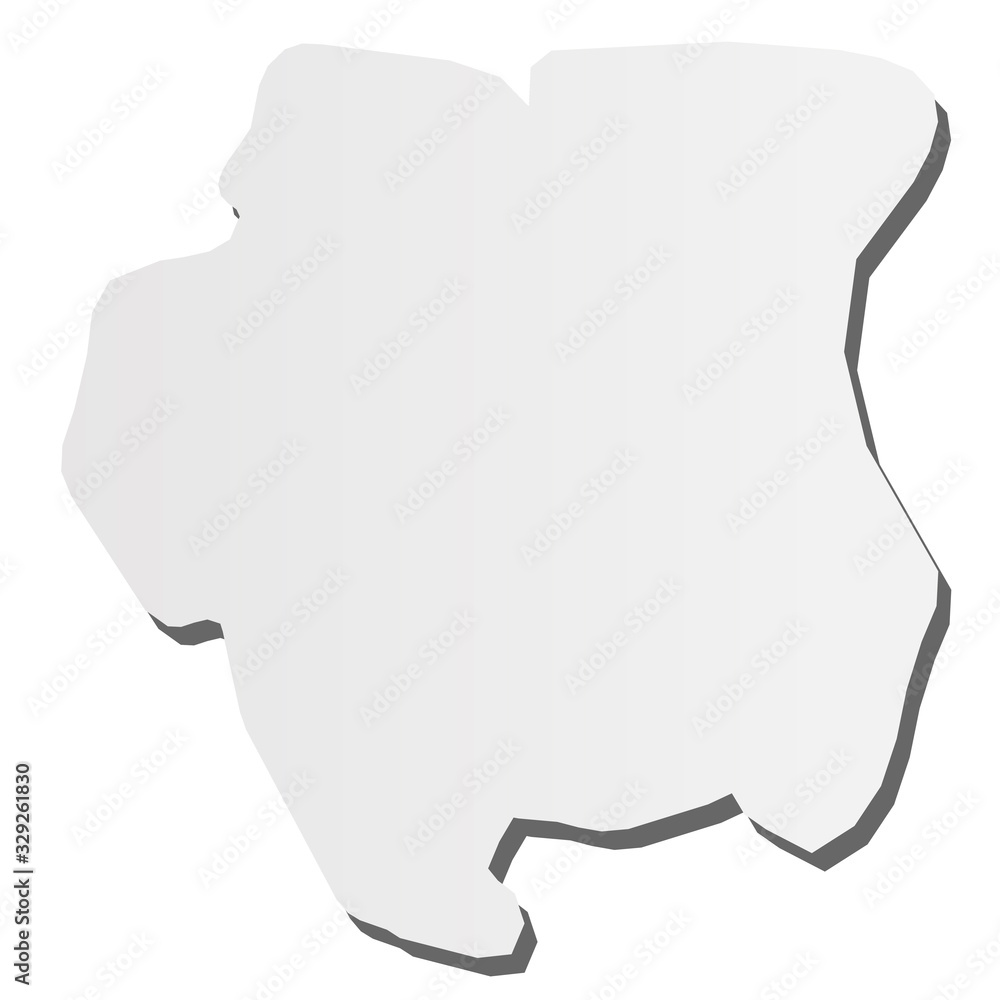 Surinam - grey 3d-like silhouette map of country area with dropped shadow. Simple flat vector illustration Surinam - grey 3d-like silhouette map of country area with dropped shadow. Simple flat vector illustration